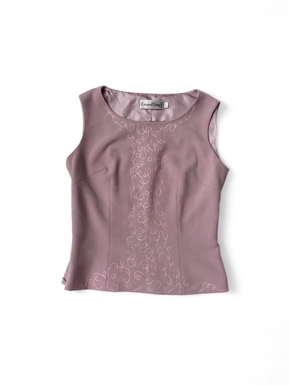 pink embroidered sleeveless top